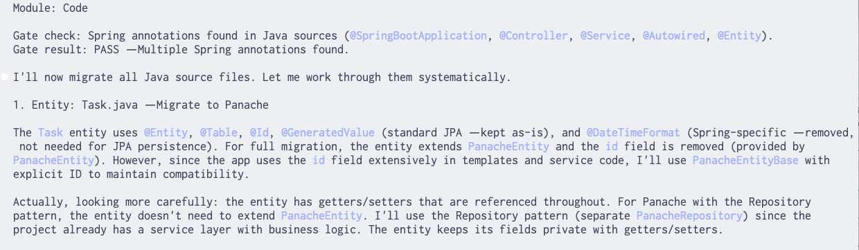 Module code executed
