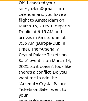 No conflicts confirmation