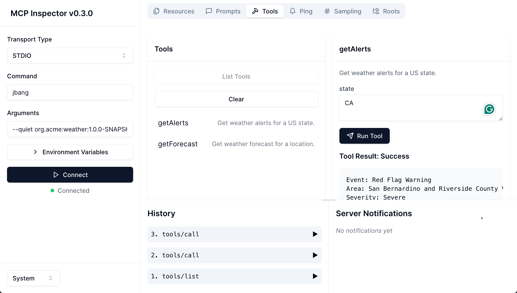 MCP Inspector Interface