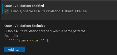 Enable/Disable Qute Validation Settings