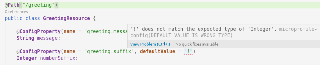 Validation for ConfigProperty defaultValue