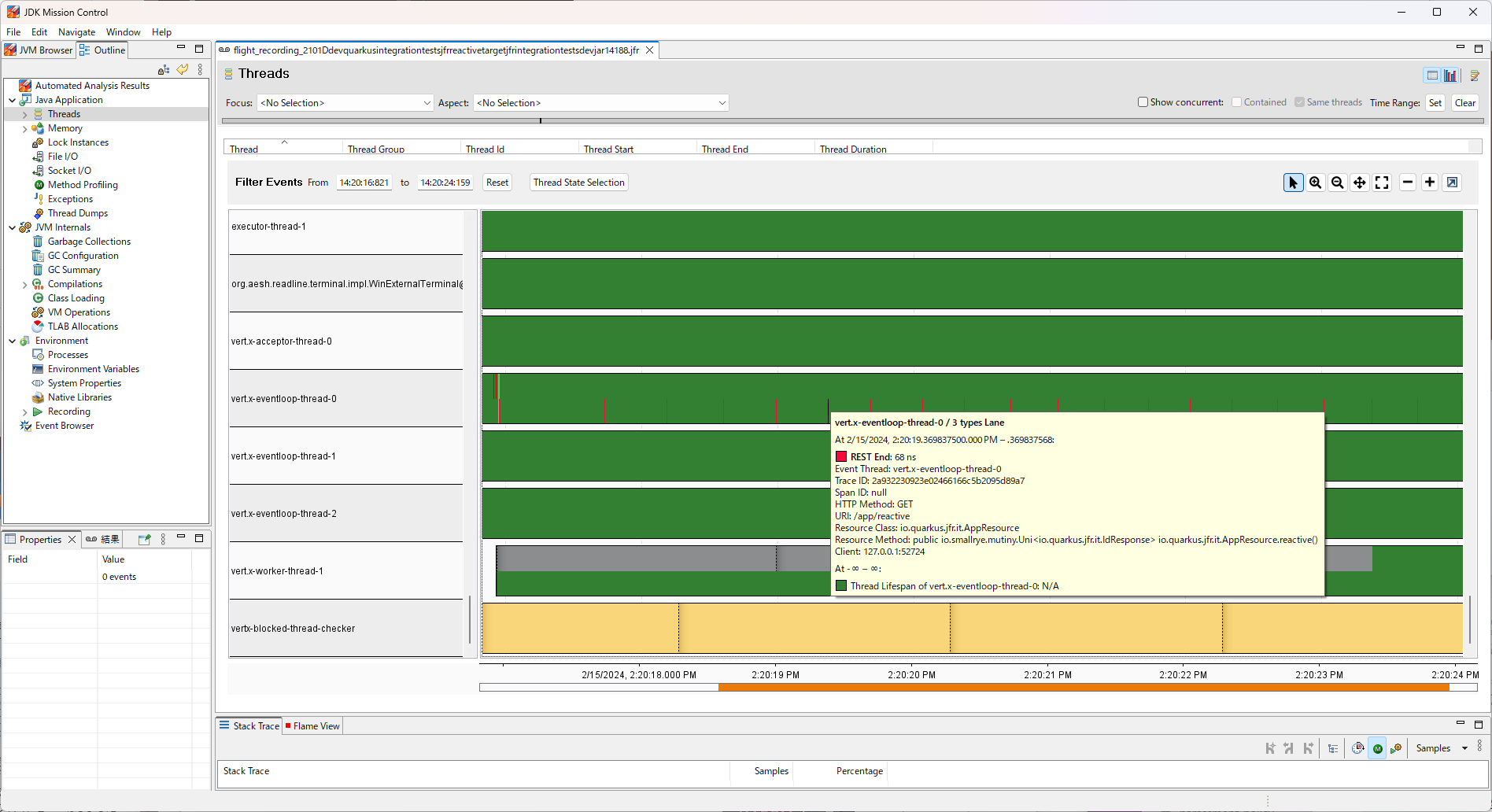 JDK Mission Control thread view