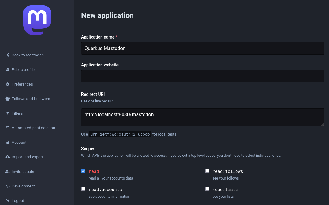 oidc mastodon register app